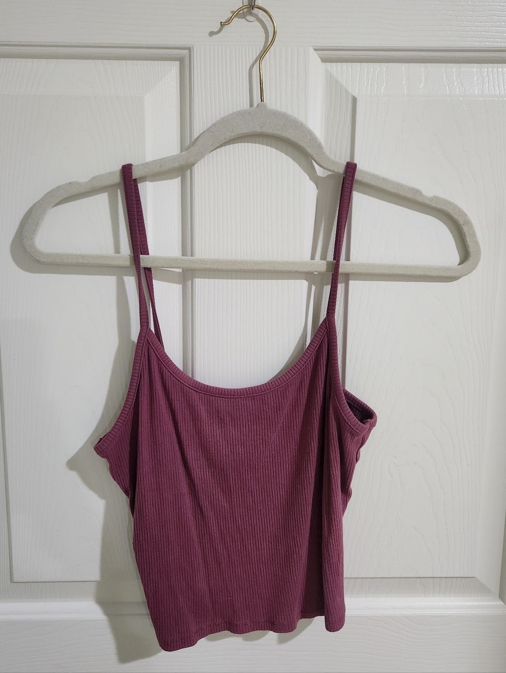 American Eagle Outfitters Ribbed Spaghetti Strap Tank in Mauve Plum